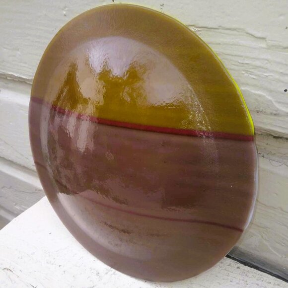 Decorative Three-Layered Fused Art Glass Plate/Bowl in Warm Tones - Picture 3 of 11